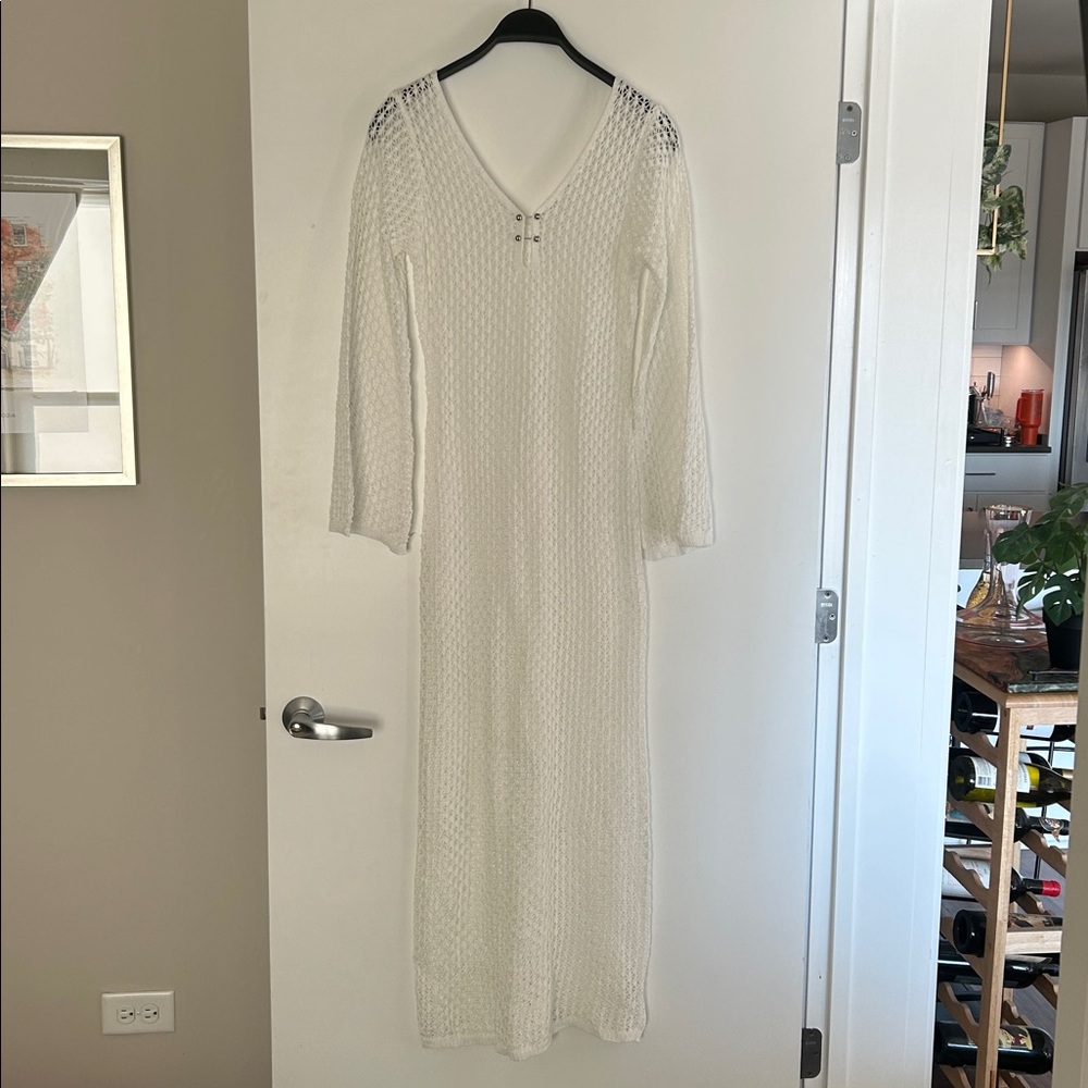 Commence White Knit Maxi Dress/Cover Up